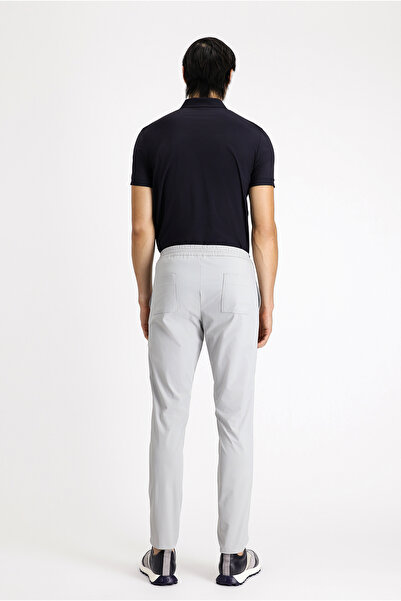 Kiğılı Techno-Line Super Slim Fit Ekstra Dar Kesim Likralı Beli Lastikli İpli Klasik Kumaş Pantolon