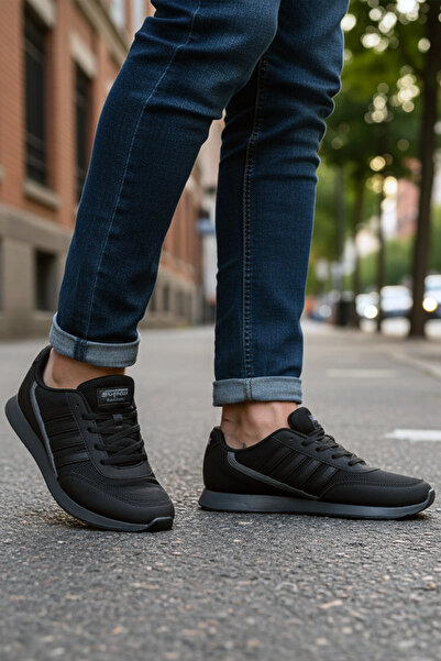 Giyyin Αθλητικά παπούτσια Sneaker Μαύρα Καθημερινά Άνετα Ποιοτικά Ορθοπεδικά με κορδόνια