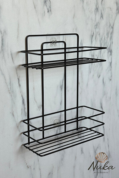 Nuka Ev Aksesuarları İster Yapışkanlı İster Vidalı Iki Katlı Banyo Düzenleyic...