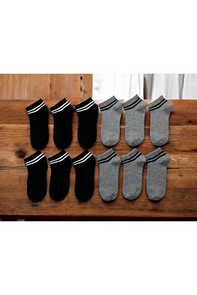 KAYSSOCK Комплект от 8 чифта памучни чорапи с ивици за жени и мъже, дишащи, черни и сиви