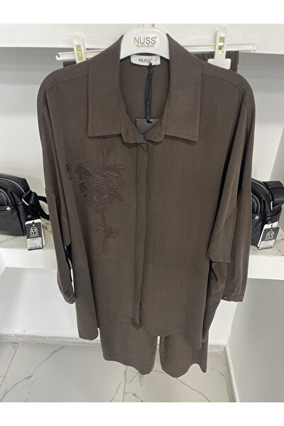 Nuss Çiçek Nakışlı Gömlek Pantolon Takım