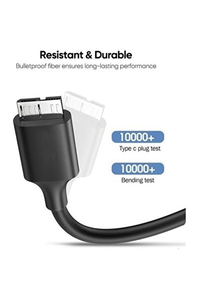Genel Markalar Type C to Micro B 3.1 Kablo, Hızlı Veri Aktarım Kablosu Micro B Harici Harddisk Kablosu 1M