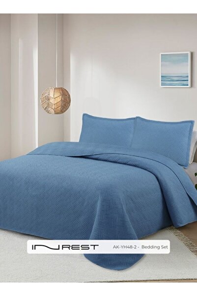 INREST Bedding Set Summer Microfiber 100% Dark Blue Color King Size 220x240 c...