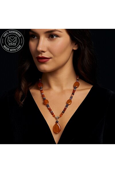 Asteria Elite قلادة طويلة من سلسلة العقيق والجمشت الفاخرة لحماية العين الشرير...