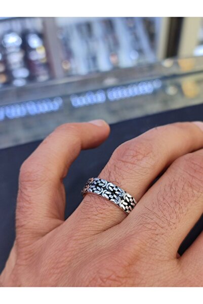 Moda Gümüş 925 Ayar Gümüş Kral Desenli Gümüş Alyans Yüzük