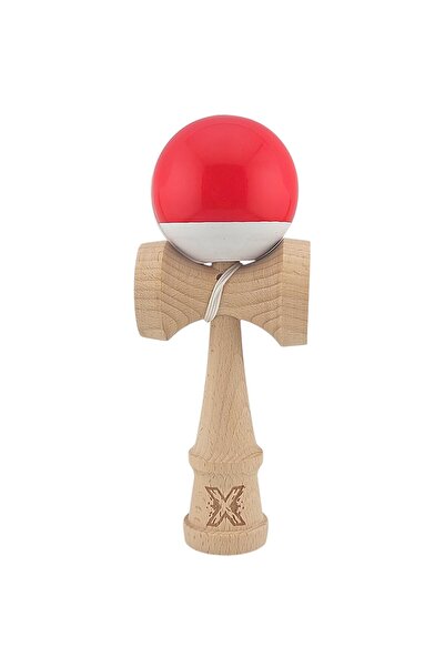 Kendama X Adeziv din lemn profesional original, 18 cm, roșu/alb