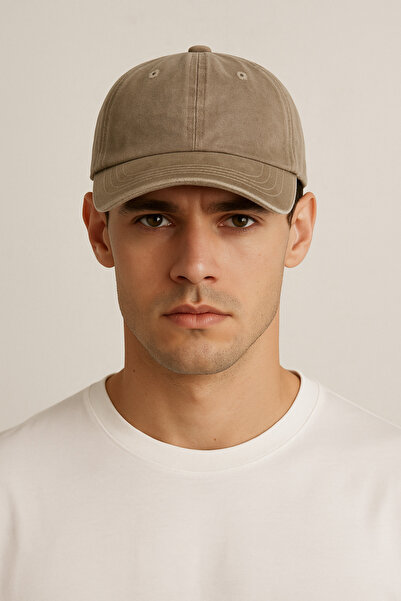 HatClub Exclusive Solid Color Washable Vintage Look Adjustable Unisex Beige Hat
