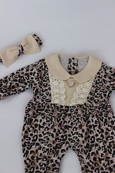 genybaby Baby Girl Seasonal Jumpsuit with Leopard Pattern Bandana Gift, 2-Piece Combination