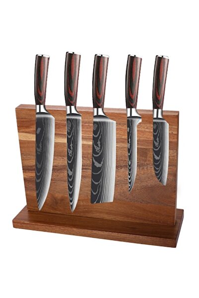 OptimStar Cuțite profesionale, set de 5 bucăți, suport magnetic pentru cuțite...