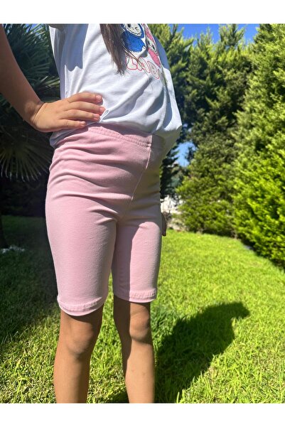 Neva Baby Boutique Kız çocuk kısa tayt, penye biker tayt, çocuk etek altı diz üstü %100 pamuk tayt