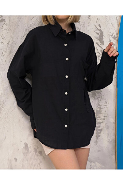 Zerenyus Relax Fit Linen Shirt Black