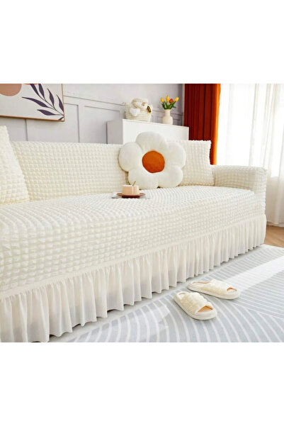 ÖZMAKAN 3 Seater Sofa Cover, Sofa Cover 1 piece Cream Color