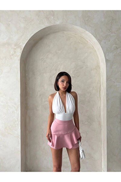 Zerenyus Valon Ruffled Mini Shorts Skirt Pink