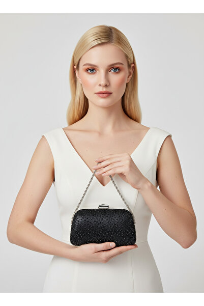 Wedding Fashion Geantă de seară pentru femei, cu lanț de piatră de culoare ne...