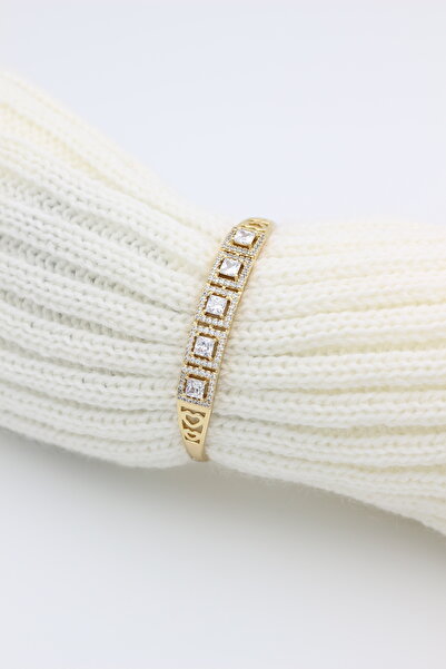 XUPING JEWELRY Stil Incisi/Xupıng Jewelry 14 Ayar Altın Kaplama Beş Kare Zirk...