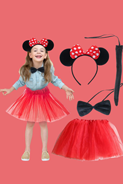 Samur Set Costum Minnie Mouse Fusta Coroana Coada Papion Set Spectacol