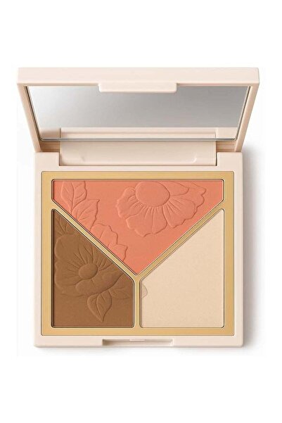 huitich لوحة 3 في 1 للوجه، أحمر خدود، برونزر، وهايلايتر بتصميم منقوش بالورود