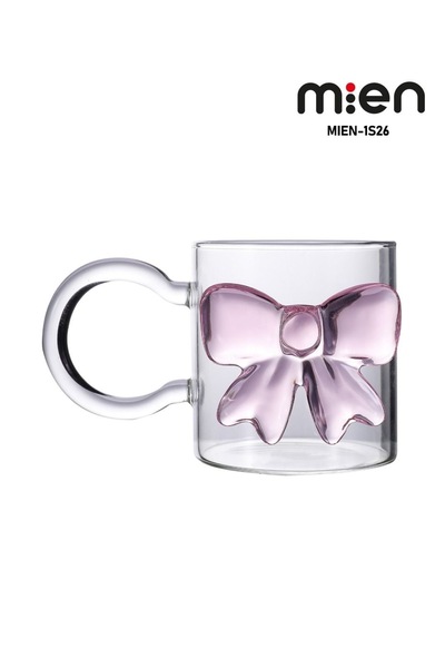 MİEN KURDELE DETAYLI KULPLU CAM BARDAK 350ml