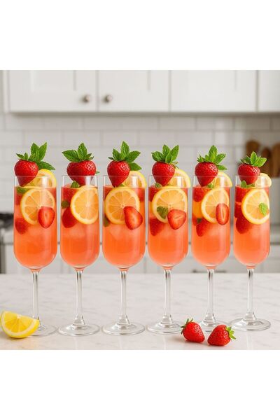 FARALYAHOME Casual Ayaklı Flüt Kadeh Bardak 165 Cc 6 Adet