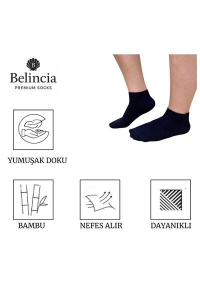 belincia BAMBU ERKEK PATİK ÇORAP DİKİŞSİZ LACİVERT 6'LI PAKET