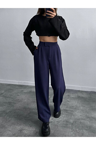 Zerenyus Жіночі штани з застібкою на липучці, високою талією та широкими штанинами