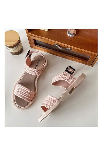 huitich Beige Braided Strap Fashion Sandals 38-39