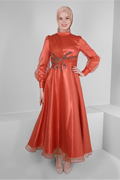 Alvina TAŞ İŞLEMELİ TÜL DETAYLI ABİYE ELBİSE 50302