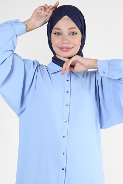Alvina 43870 Model Blouse with Balloon Sleeve and Button Detail