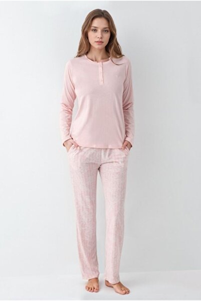 Pierre Cardin Kadın Giyim Düğme Detaylı Modal & Pamuk Uzun Kol 2'li Pijama Takımı L1.PC.9086.001