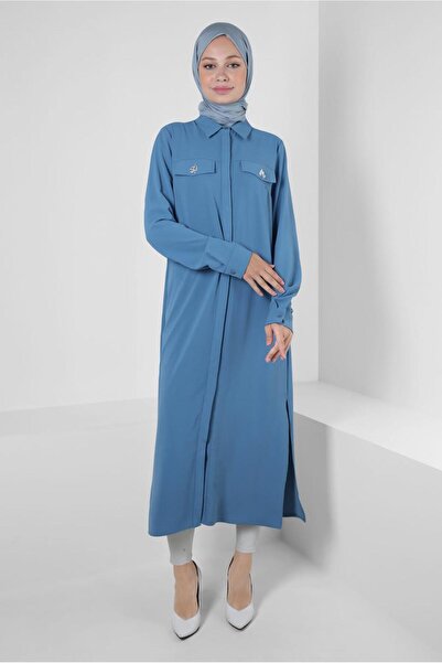 Alvina GÖMLEK YAKA TAŞ DETAYLI TUNİK 43815