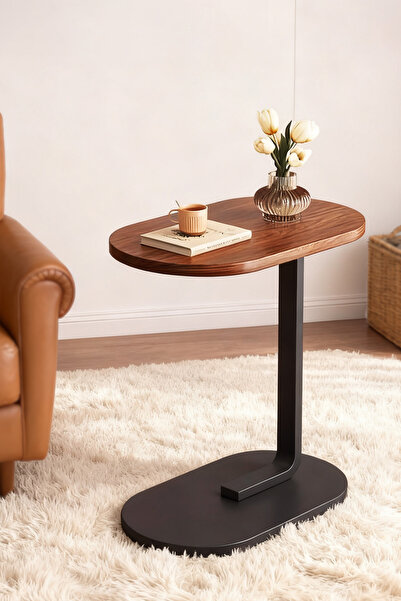 Generic C Shaped End Tables, End Table for Couch, Small Side Table with Metal Frame, Wooden Top Side Table,