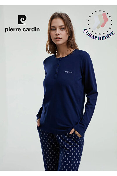 Pierre Cardin Kadın Lacivert Uzun Kol Kutulu 2 Parça Pijama Takımı L1.PC.895.1.001