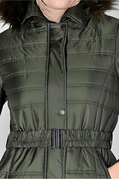 Alvina Φουσκωτό παλτό με γούνινη κουκούλα - 90321