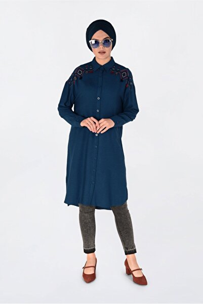 Alvina Shoulder Embroidered Side Slip Tunic 4760