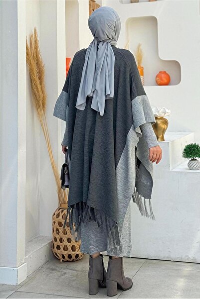 TRENDTESETTÜR Gray Fume Tassel Detailed Knitwear Women's Pants 15021