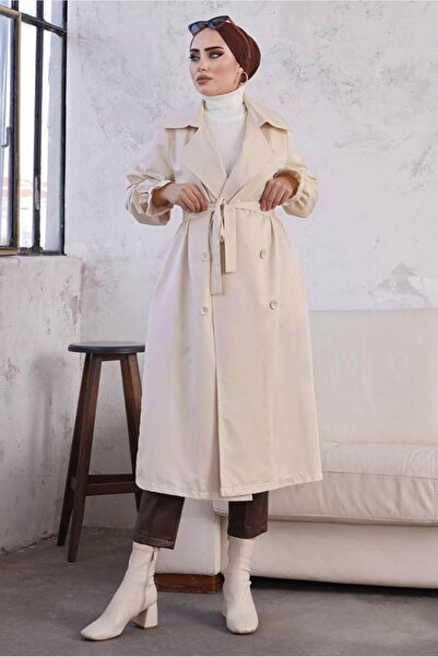 TRENDTESETTÜR Γυναικεία Μπεζ (STONE) Κουμπωτές Μανσέτες Ελαστική Καμπαρντίνα T 8029