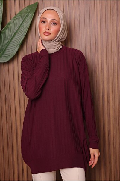 TRENDTESETTÜR Women's Burgundy Knit Tunic t 0007