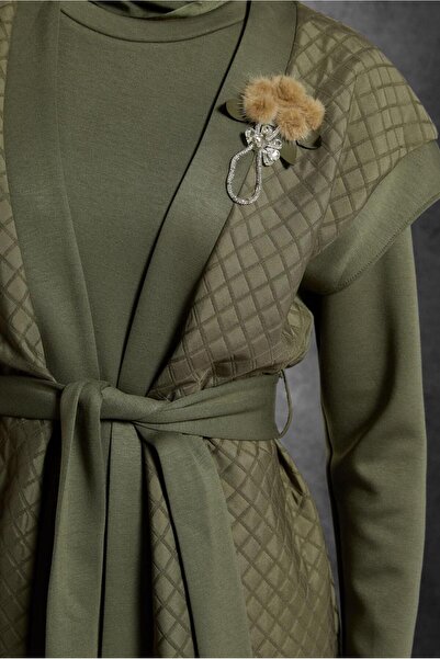 Alvina KUŞAKLI BROŞ DETAYLI ELBİSE 45237