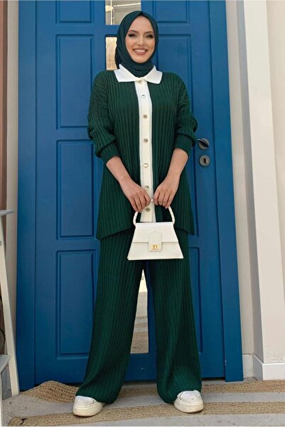 TRENDTESETTÜR ΓΥΝΑΙΚΕΙΟ ΠΛΕΚΤΟ ΣΕΤ ΜΕ ΠΑΝΤΕΛΟΝΙ ΠΡΑΣΙΝΟ (ΣΜΑΡΑΓΔΟ) T 20332