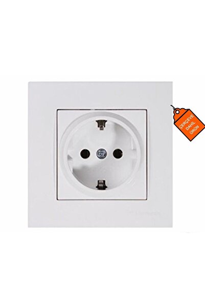 Genel Markalar Rıta Topraklı Prız Cerceveli Beyaz Renk