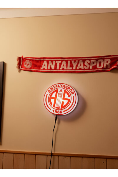 Nobrand Antalyaspor Logolu LED Lightbox – Duvar Tipi Işıklı Dekoratif Lamba (24 cm) - Kişiselleştirilebilir