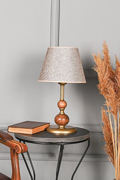 DEDE Çift Ahşaplı Sava Abajur Masa Lambası Eskitme