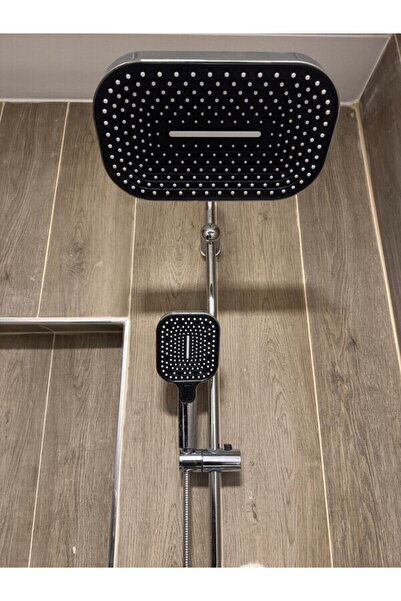 Home Lüks Siyah-Krom Yağmurlama Tepe Duş Seti