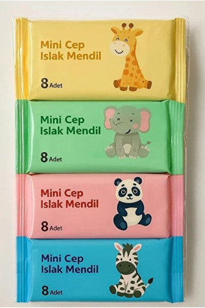 TUMU LIFE 1 Paket 8 Yaprak Mini Islak Mendil Taşınabilir Çanta Boy Cep Tipi Islak Mendil