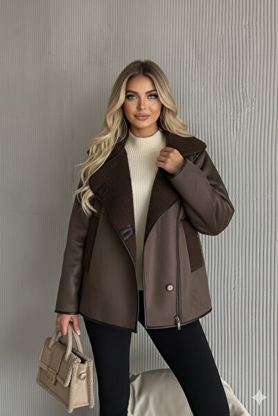 Moda Küpü Kadın Kahverengi Içi Kürklü Mont