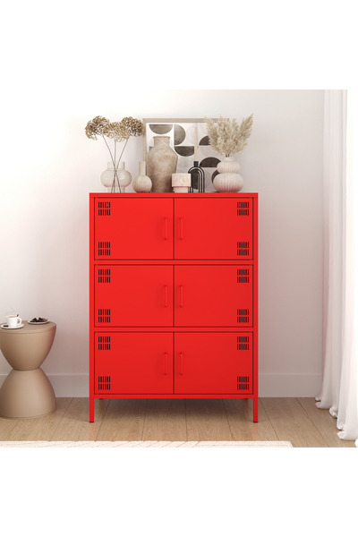 Furni24 Pera Metal Çok Gözlü Dolap, 6 Kapaklı 80,50 x 40 x 109,50 cm