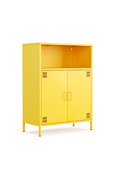 Furni24 Pera Metal Dolap 2 Kapılı, Açık Raflı 80,50 x 40 x 109,50 cm -