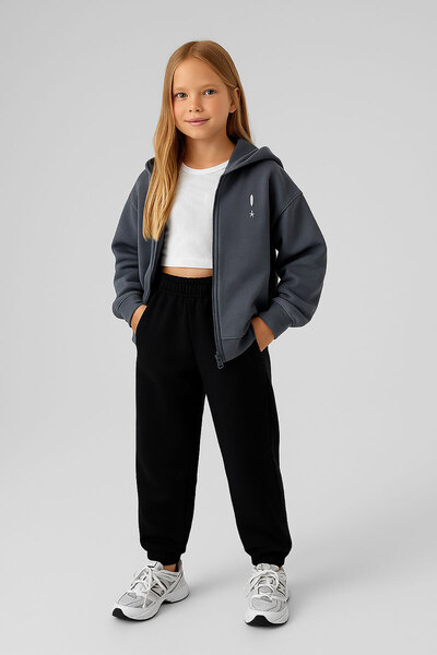 Beniizle Σετ αθλητική φόρμα Unisex με κουκούλα και διπλή τσέπη με φερμουάρ