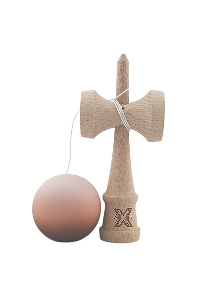 LEIBOO Kendama Originala X, Lemn, 18 cm Rubber Grip, Model Gradient, Cafeniu