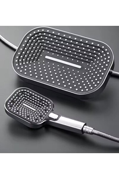 Home Lüks Siyah-Krom Yağmurlama Tepe Duş Seti